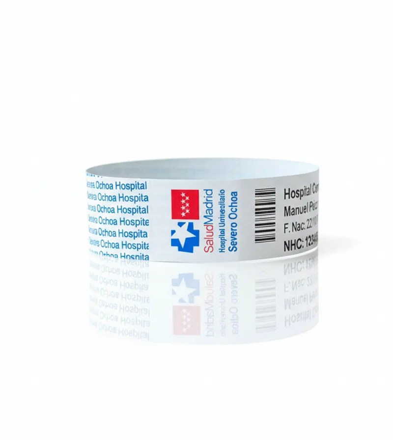 Brazalete del Hospital Severo Ochoa en pulseras identificacion adulto 25 hospitales
