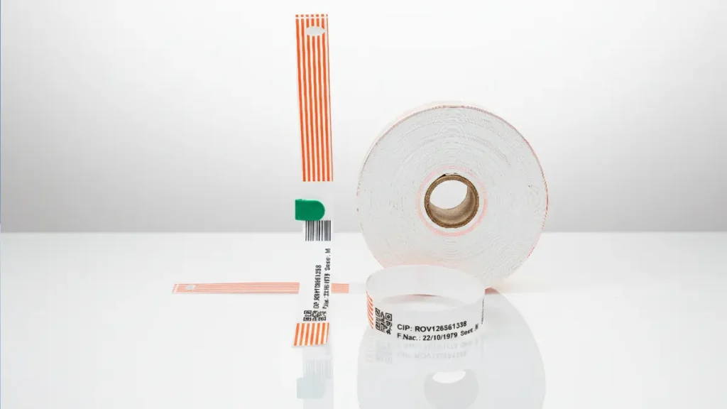 Bobina térmica estándar del catálogo pulseras identificación pacientes