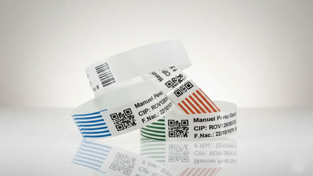Lote de pulseras identificacion adulto 20 hospitales con códigos QR legibles