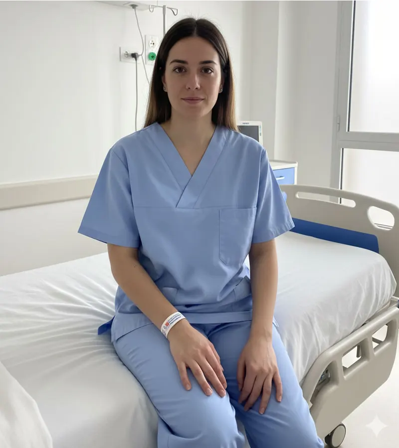 Paciente con pulsera térmica nítida gracias al servicio técnico impresoras hospitalarias