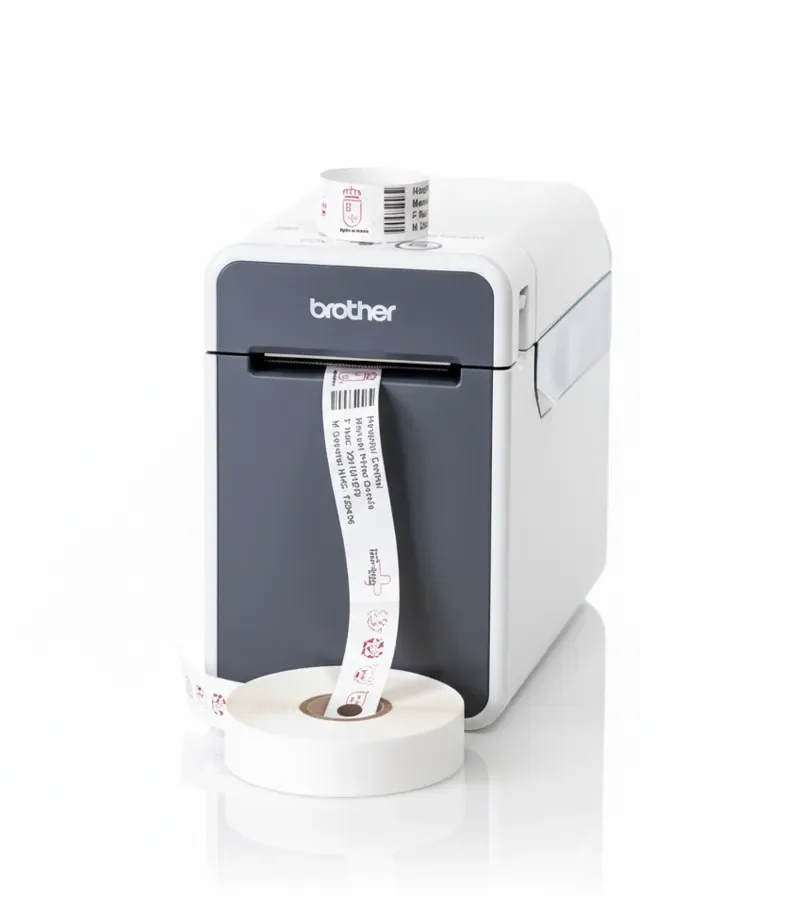 Impresora térmica Brother emitiendo pulseras identificacion pediatrica hospitales