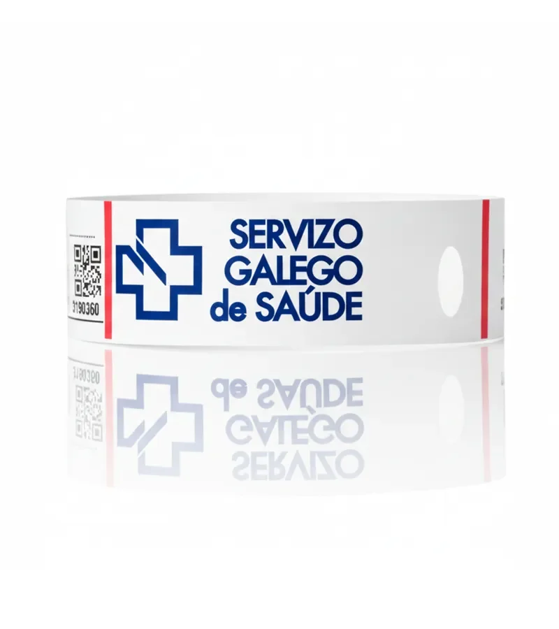 Pulsera con banda roja de pulseras identificacion transfusional hospitales para el SERGAS